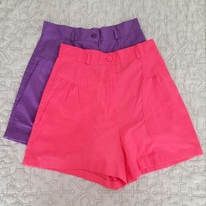🍄 Vintage Set/2 80s Air Express Shorts Pink Purple Sz XS